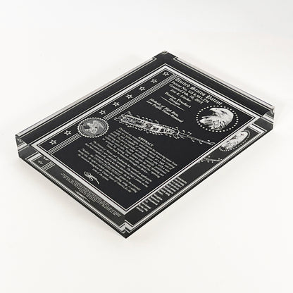 Desktop Patent Award, Acrylic Classic Design with Fine Eagle and UPTO Seal