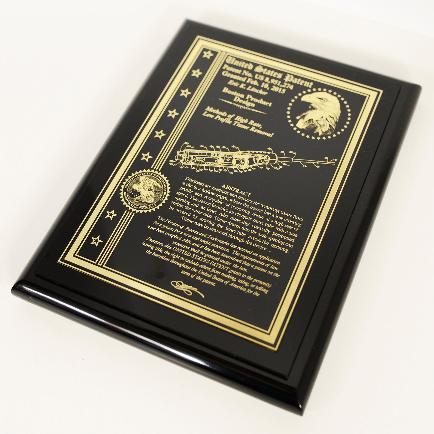 EXECUTIVE PATENT PLAQUE WITH CLASSIC EAGLE & USPTO