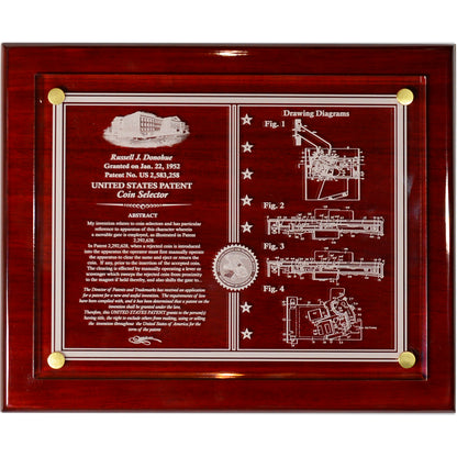 FINEST FLOATING ACRYLIC WALL / DESK TOP PATENT AWARD, LANDSCAPE FORMAT