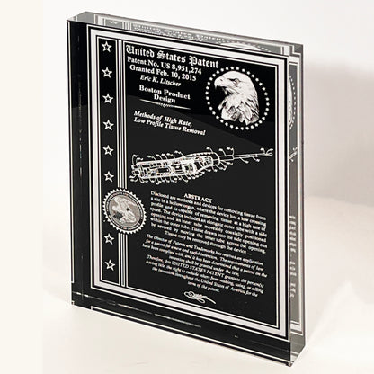 Desktop Patent Award, Acrylic Classic Design with Fine Eagle and UPTO Seal