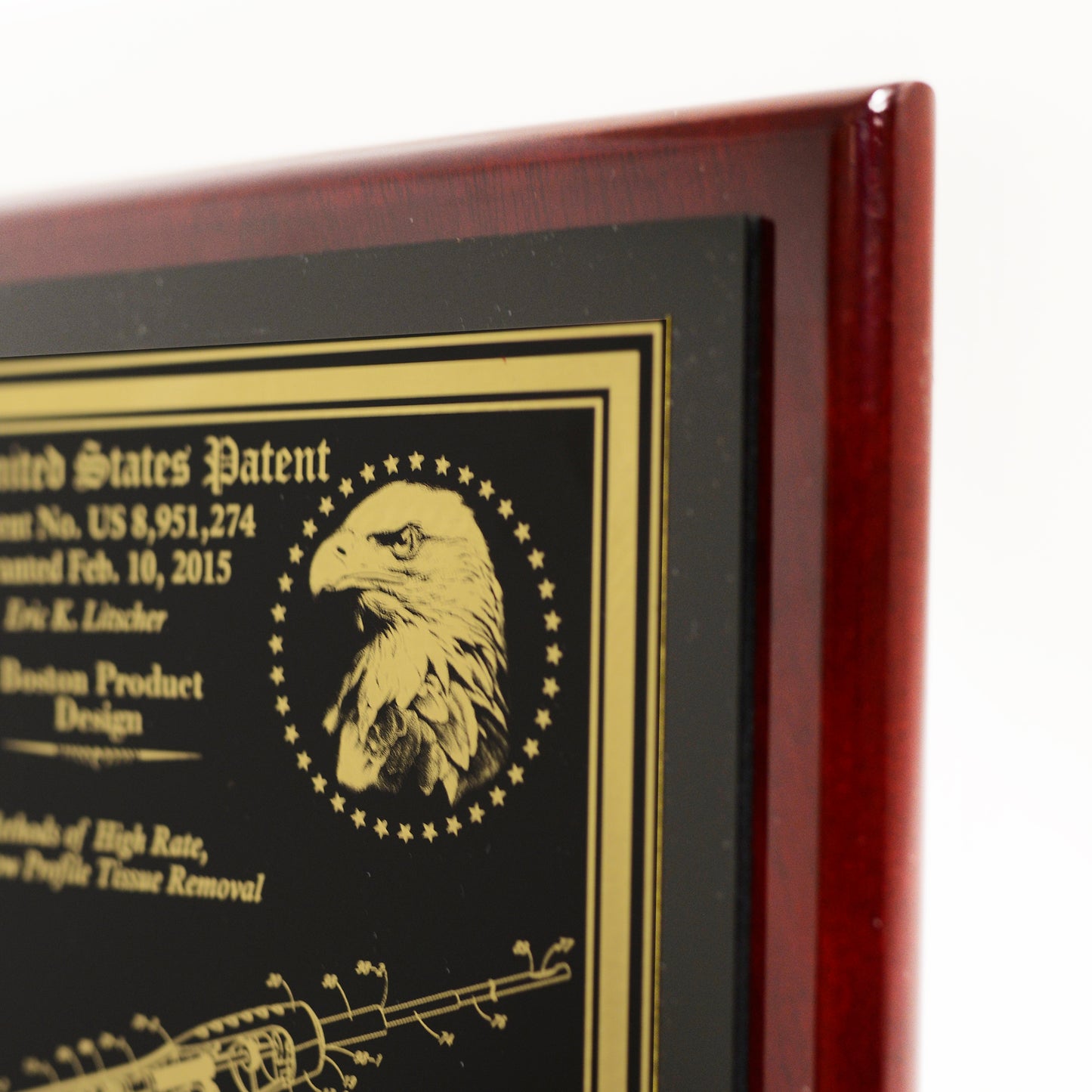 EXECUTIVE PATENT PLAQUE WITH CLASSIC EAGLE & USPTO