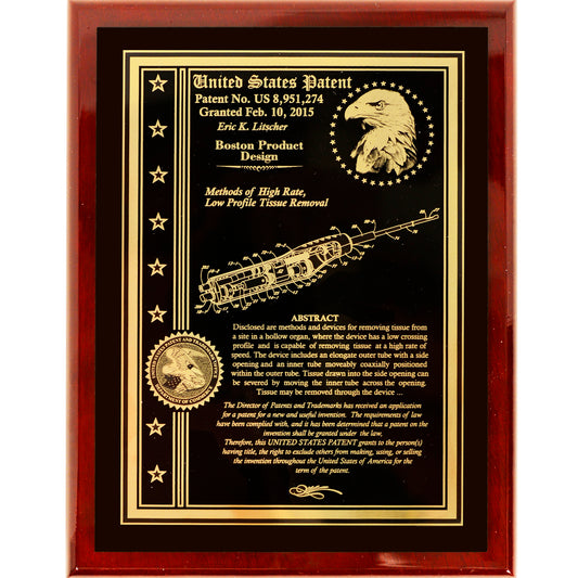 EXECUTIVE PATENT PLAQUE WITH CLASSIC EAGLE & USPTO