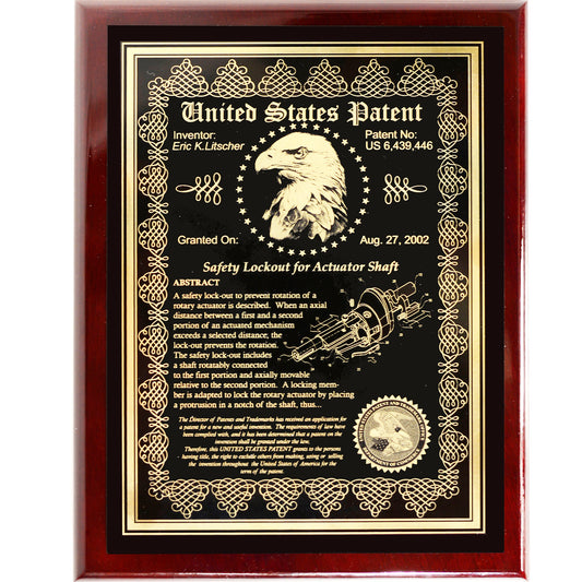 EXECUTIVE PATENT AWARD PLAQUE, "THE VICTORIAN"