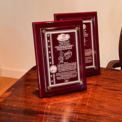 PATENT ACRYLIC FLOATING WALL OR DESK TOP PLAQUE: ETCHED TO FINE DEFINITION